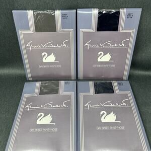 Lot of 4 Gloria Vanderbilt Nylon Day Sheer Pantyhose Grey Navy Size B NEW